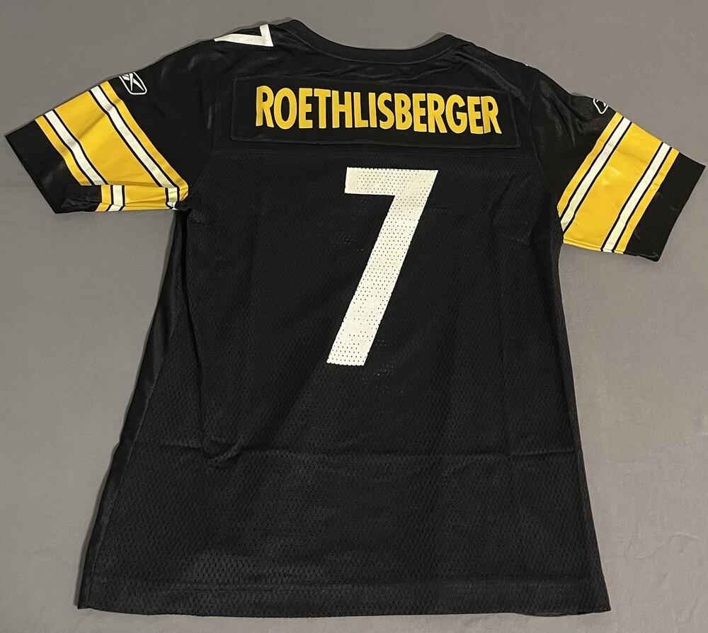 Pittsburgh Steelers Ben Roethlisberger #7 Reebok Jersey Small Black NFL Great